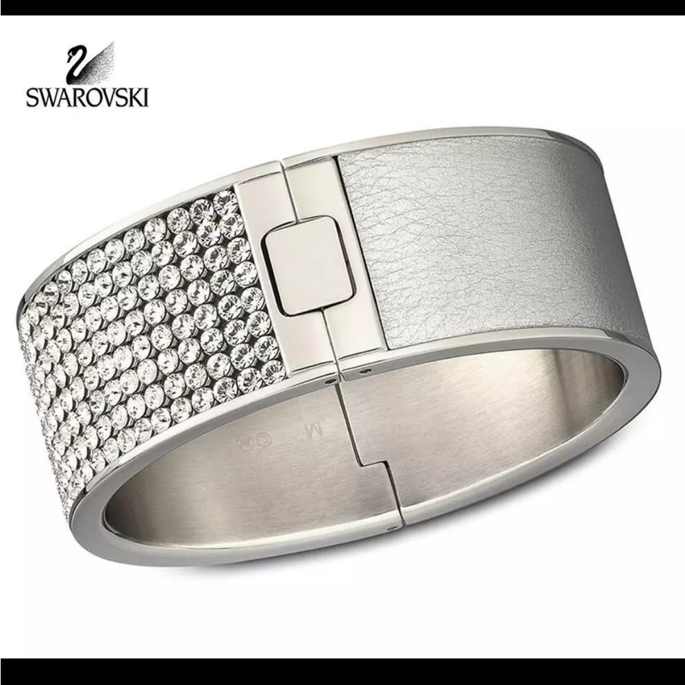 Swarovski Silver Textured Hinged Bracelet